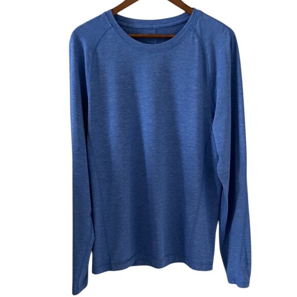 Lululemon Men's Protean Long Sleeve Shirt In Heathered Harbor Blue Size M - Picture 1 of 13